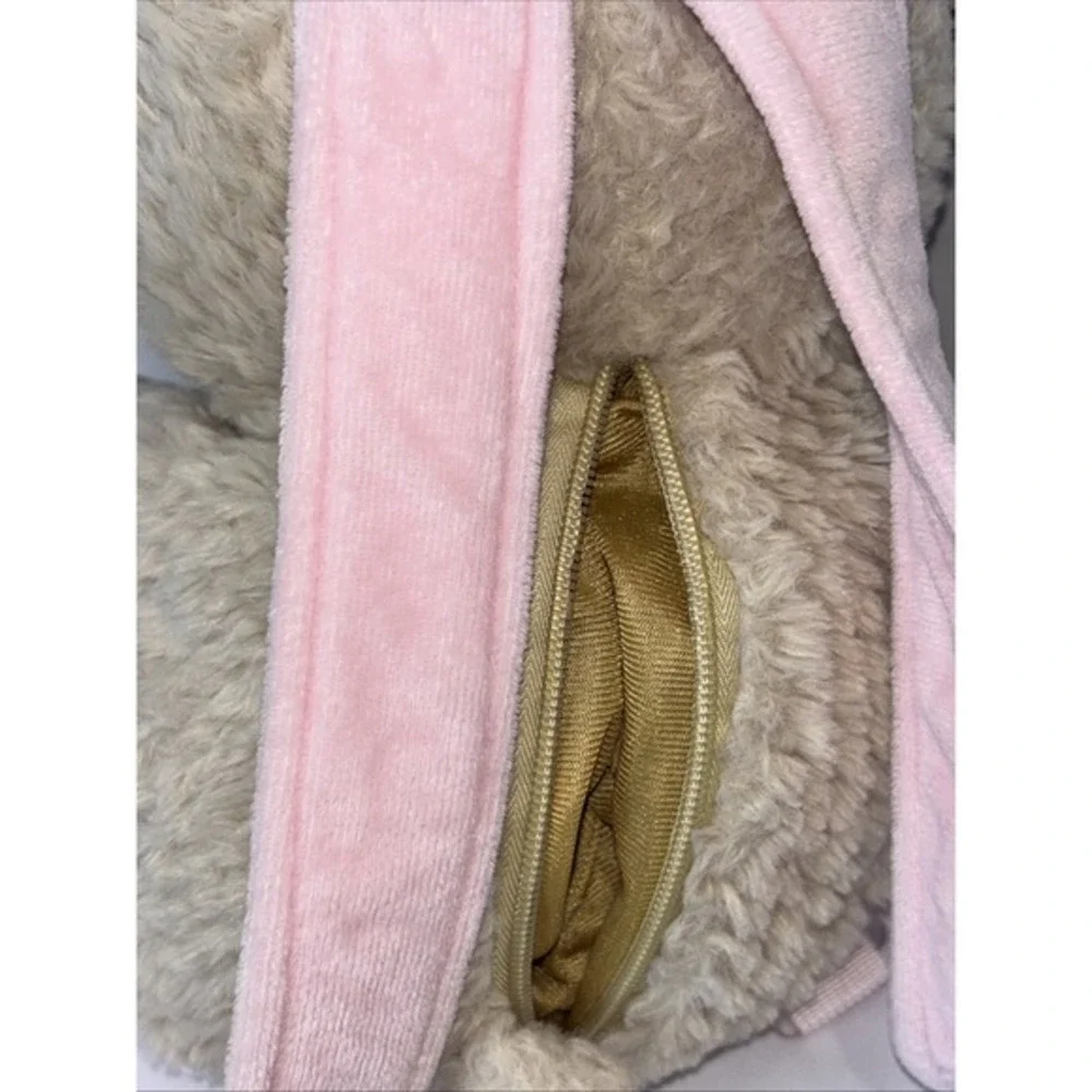 Tan Moose Plush Backpack‎ Pink Plaid Antlers Sherpa Faux Fur Stuffed Animal Bag